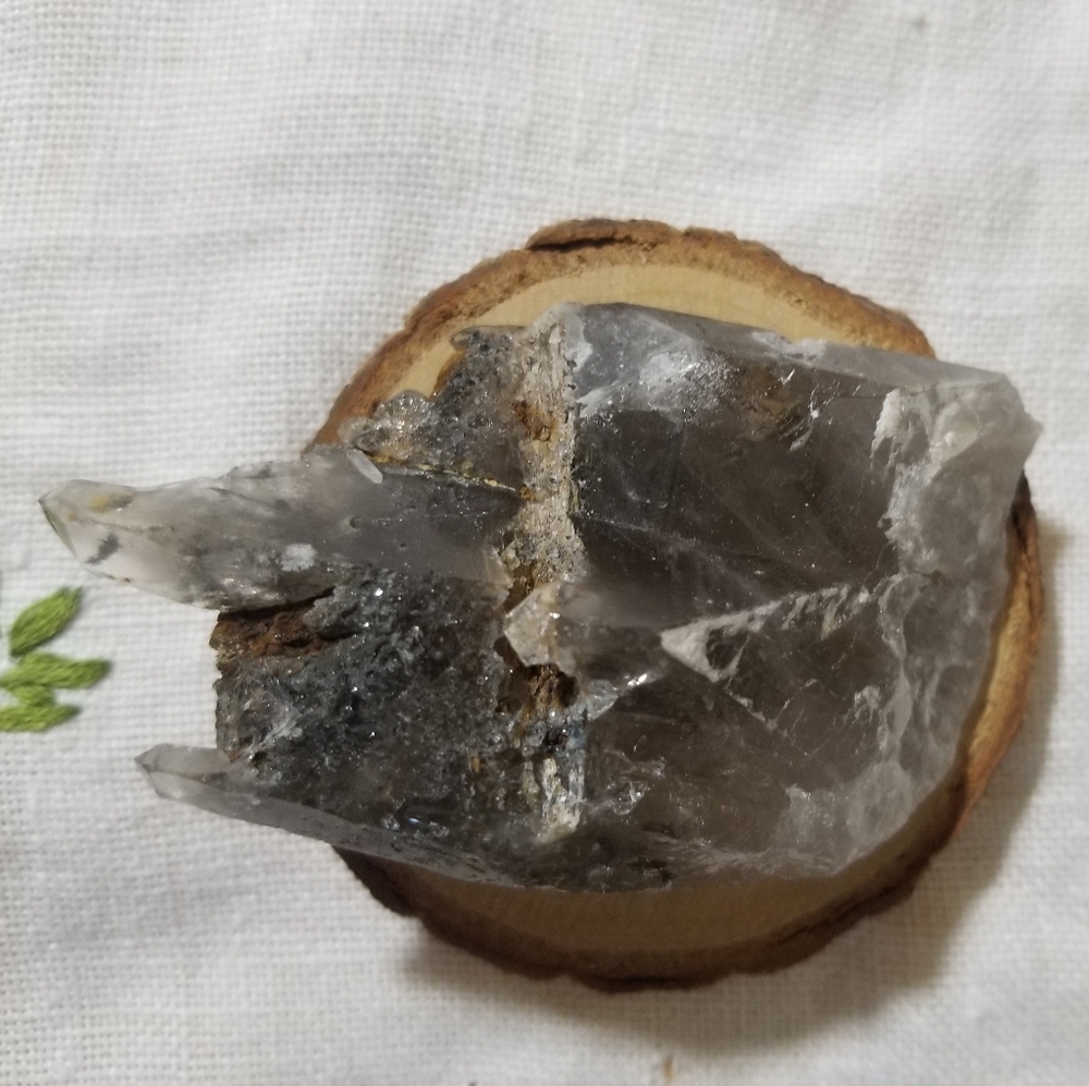 Elestial Smoky Quartz with Aegirine from Malawi